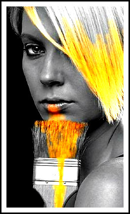 woman with yellow paint brush